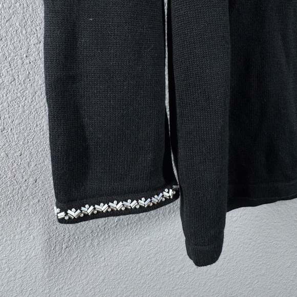 VTG Sparkle & Shine: Bob Mackie Wearable Art Silver Embellished Black Sweater - Picture 3 of 8